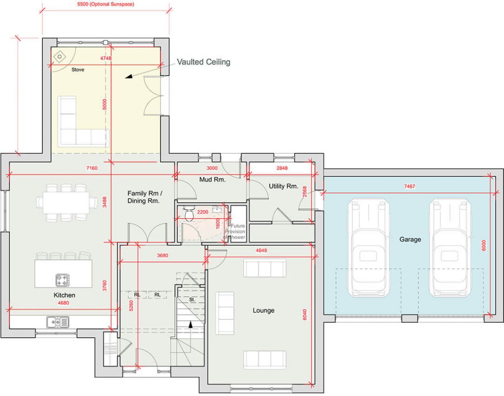 Snowdrop Gardens - House Type Oak - Ground Floor Plan